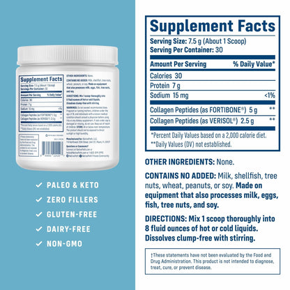 NativePath Bone Health Collagen Peptides, Type 1 & 3, with Fortibone and Verisol, 7.9 Ounce, 30 Servings - PrimeBioHealth - canada supplements