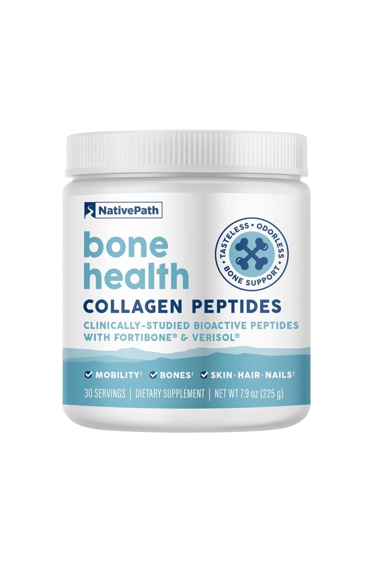 NativePath Bone Health Collagen Peptides, Type 1 & 3, with Fortibone and Verisol, 7.9 Ounce, 30 Servings - PrimeBioHealth - canada supplements
