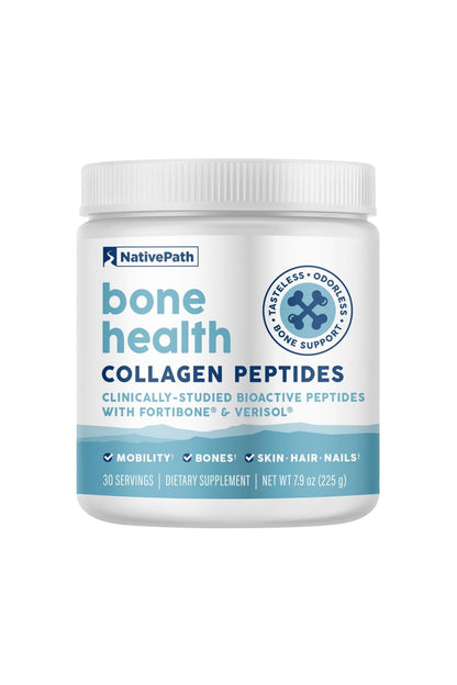 NativePath Bone Health Collagen Peptides, Type 1 & 3, with Fortibone and Verisol, 7.9 Ounce, 30 Servings - PrimeBioHealth - canada supplements