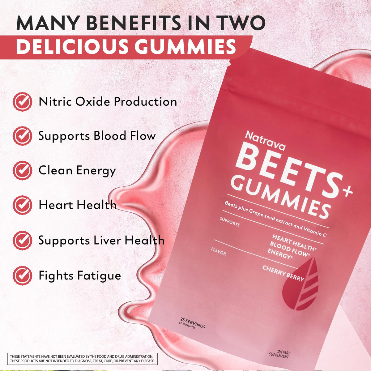 Natrava Beets+ Gummies - Premium Beet Root Powder, Grape Seed Extract and Vitamin C - Supports Healthy Blood Pressure and Heart Health - Low Sugar Nitric Oxide and Circulation Supplement - 50 Gummies - PrimeBioHealth - canada supplements