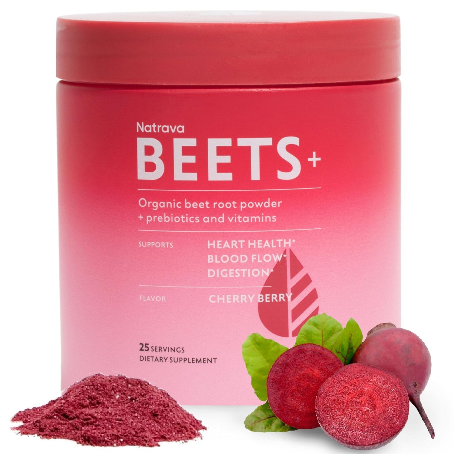 Natrava Beets+ Organic Beet Root Powder Blend Fortified with Vitamins & Prebiotics for Heart Healthy Energy & Nitric Oxide Production - PrimeBioHealth - canada supplements