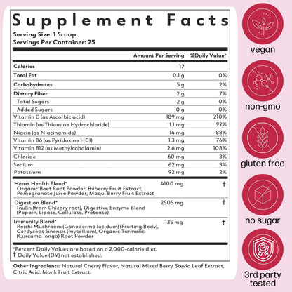 Natrava Beets+ Organic Beet Root Powder Blend Fortified with Vitamins & Prebiotics for Heart Healthy Energy & Nitric Oxide Production - PrimeBioHealth - canada supplements