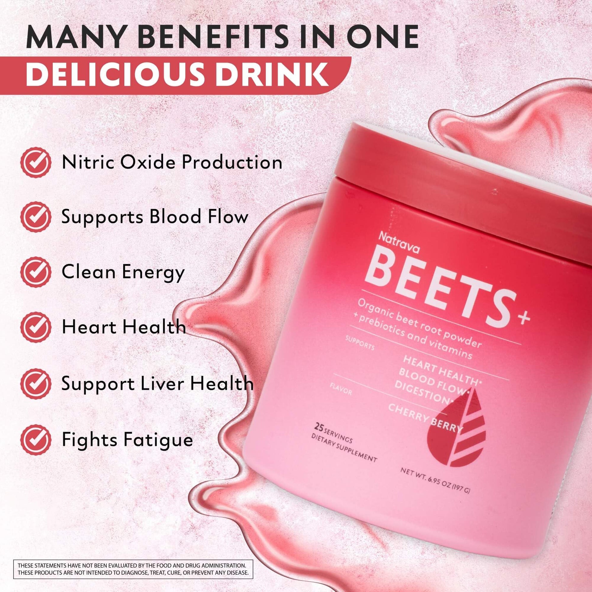 Natrava Beets+ Organic Beet Root Powder Blend Fortified with Vitamins & Prebiotics for Heart Healthy Energy & Nitric Oxide Production - PrimeBioHealth - canada supplements