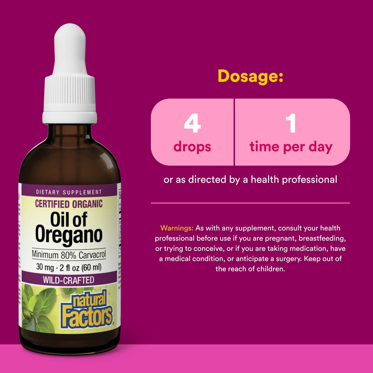 Natural Factors Oil of Oregano - Liquid Antioxidant Support Supplement for Immune Support - Easy Swallow Health Supplement - PrimeBioHealth - canada supplements