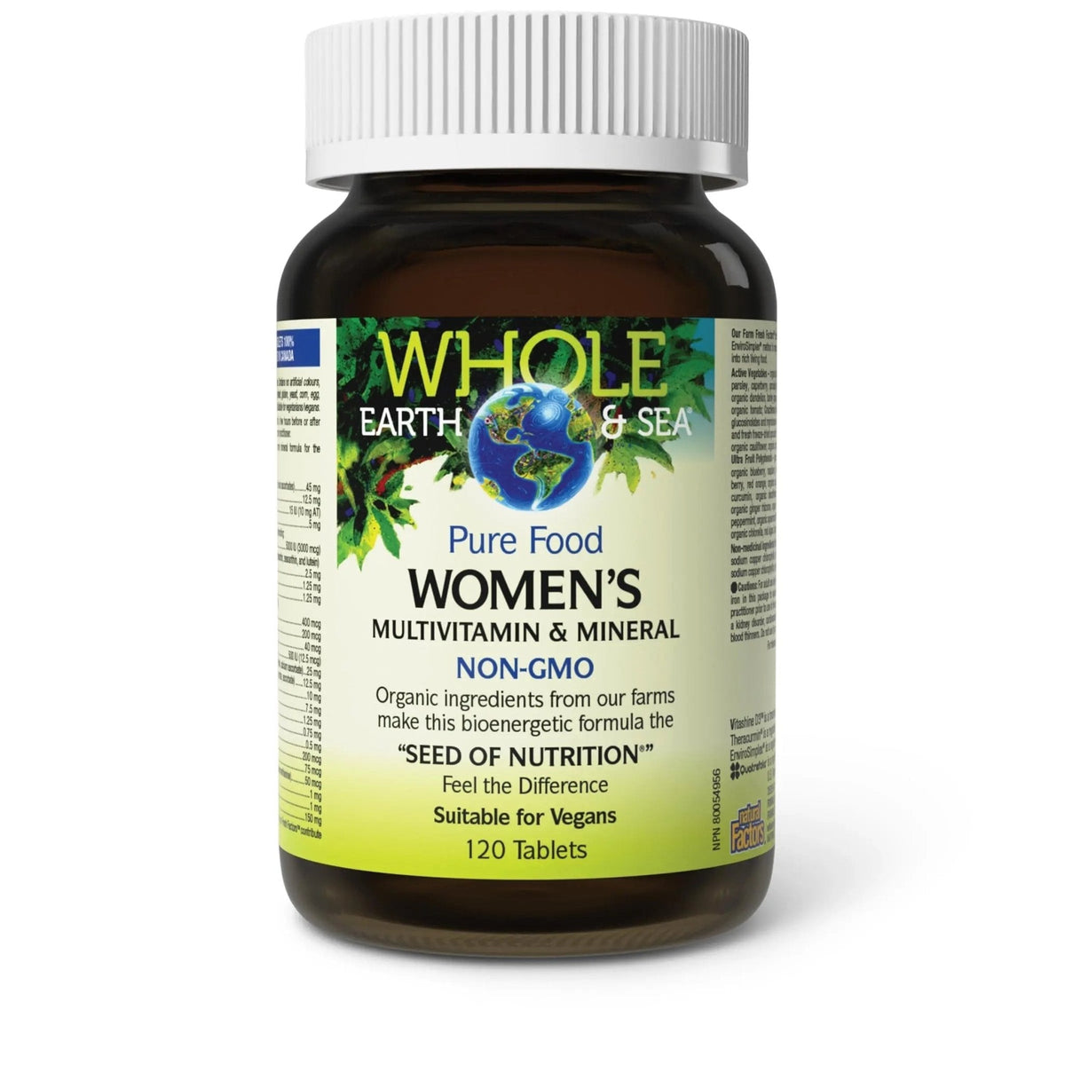 Natural Factors Whole Earth & Sea Women's Multivitamin & Mineral, Whole Food Supplement, Vegan, 120 Tablets - PrimeBioHealth - canada supplements