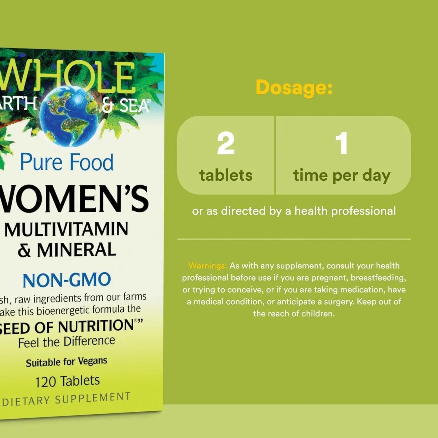 Natural Factors Whole Earth & Sea Women's Multivitamin & Mineral, Whole Food Supplement, Vegan, 120 Tablets - PrimeBioHealth - canada supplements