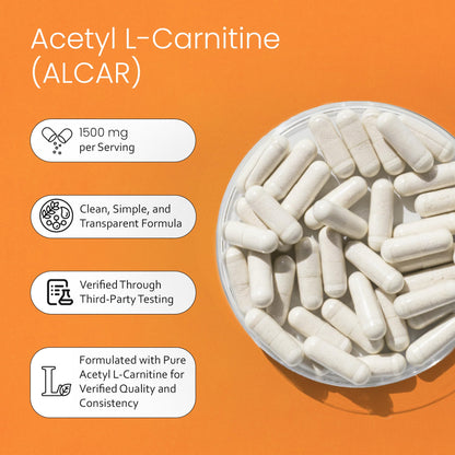 NaturaLife Labs Acetyl L-Carnitine (ALCAR) 1500 mg per Serving – 100 Capsules – Non-GMO, Gluten-Free, Vegan - PrimeBioHealth - canada supplements