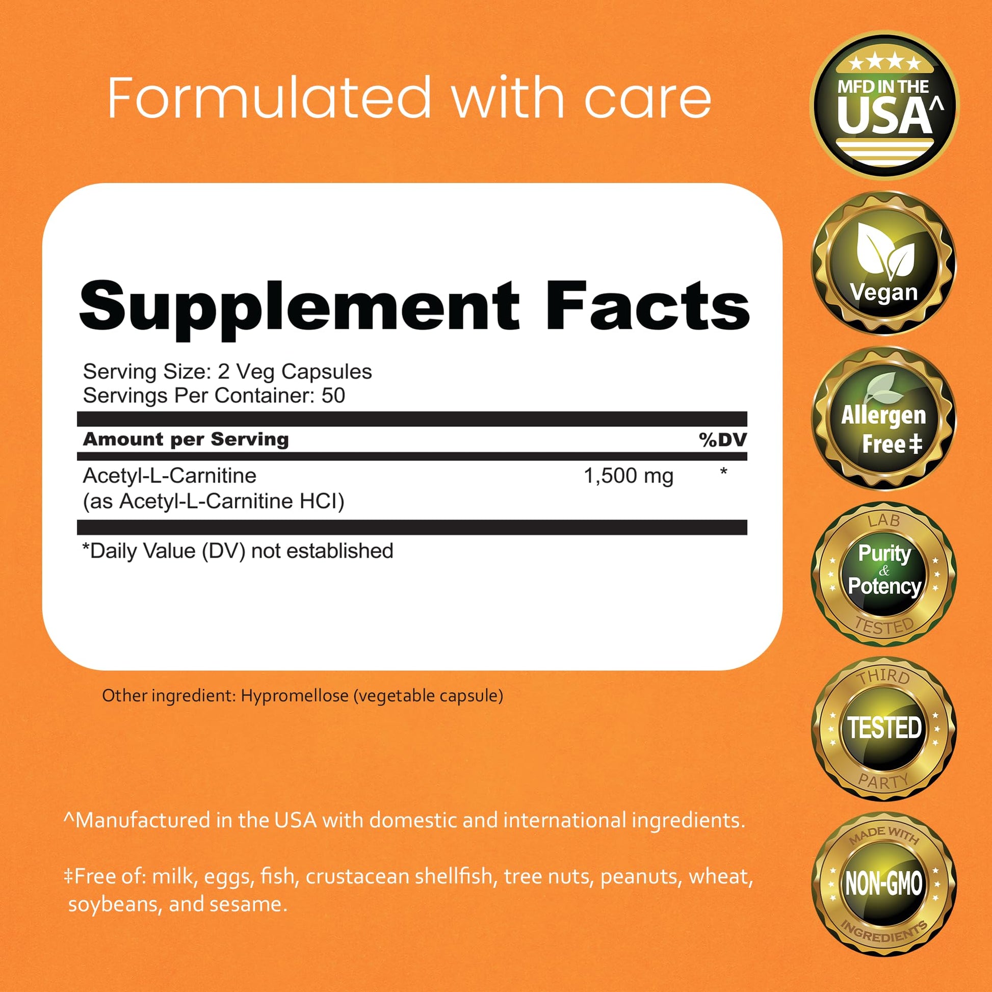 NaturaLife Labs Acetyl L-Carnitine (ALCAR) 1500 mg per Serving – 100 Capsules – Non-GMO, Gluten-Free, Vegan - PrimeBioHealth - canada supplements