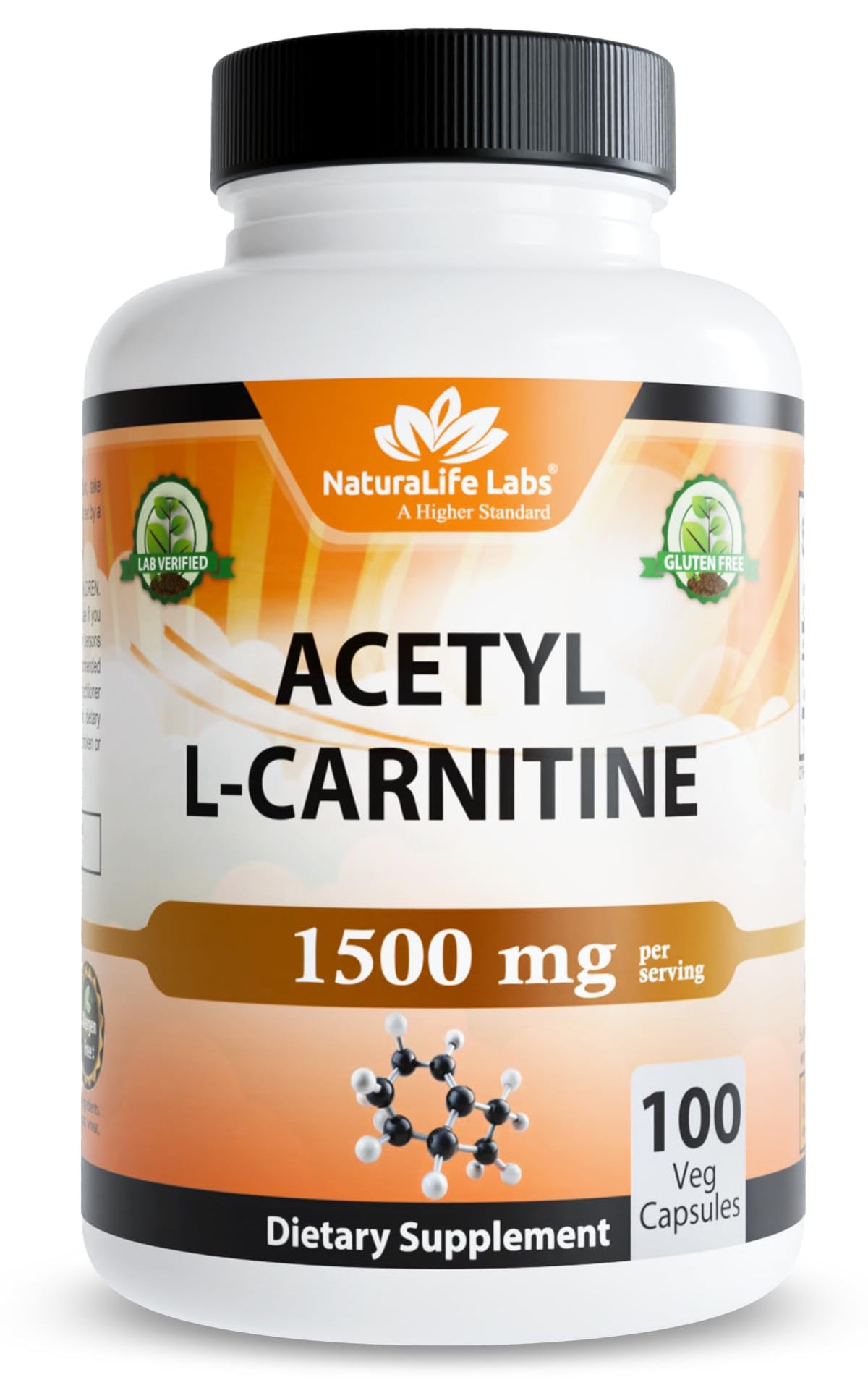 NaturaLife Labs Acetyl L-Carnitine (ALCAR) 1500 mg per Serving – 100 Capsules – Non-GMO, Gluten-Free, Vegan - PrimeBioHealth - canada supplements