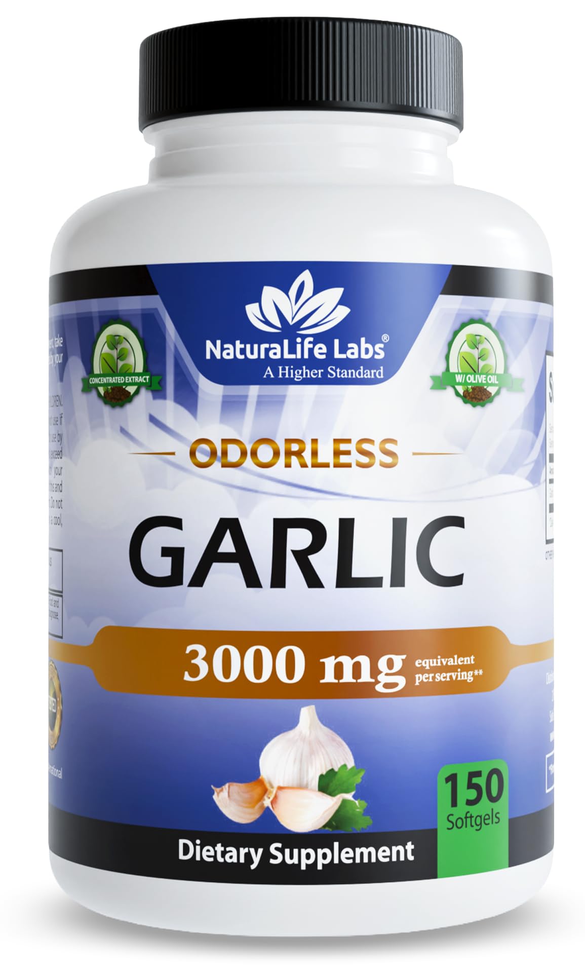 NaturaLife Labs Odorless Garlic Supplement – Garlic (Allium sativum) Extract Softgels – 150 Count – Non-GMO, Gluten-Free - PrimeBioHealth - canada supplements
