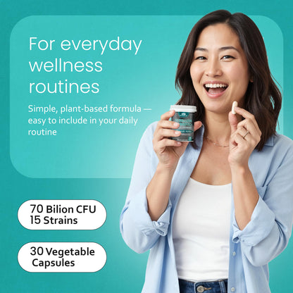 NaturaLife Labs Probiotics 70 Billion CFU – 15 Strains with Organic Prebiotic & Postbiotic – 3-in-1 Formula – 30 Vegan Capsules - PrimeBioHealth - canada supplements