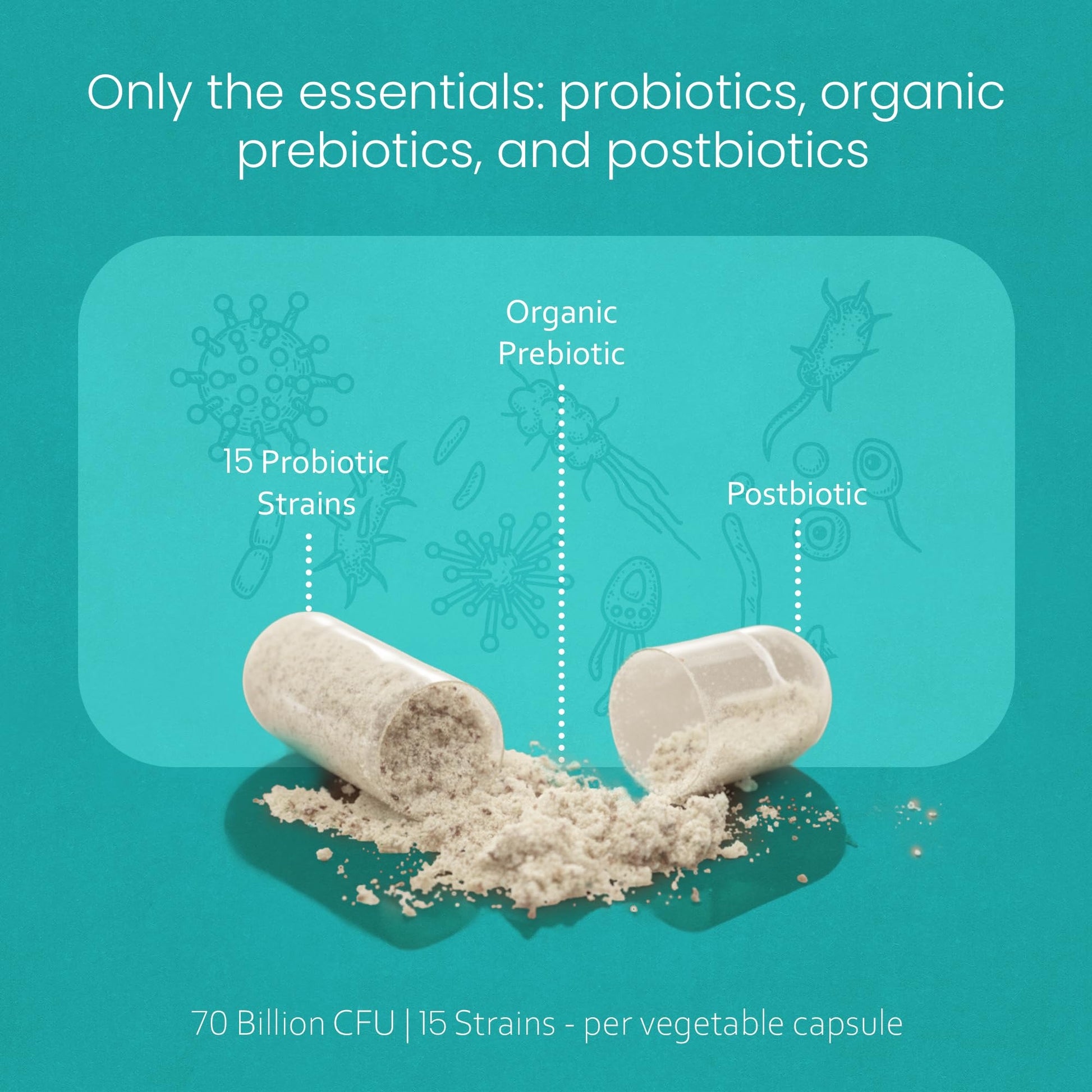 NaturaLife Labs Probiotics 70 Billion CFU – 15 Strains with Organic Prebiotic & Postbiotic – 3-in-1 Formula – 30 Vegan Capsules - PrimeBioHealth - canada supplements