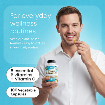 NaturaLife Labs Vitamin B Complex – All B Vitamins Including Active B2, B6, B9 & B12 (Methylcobalamin), Plus B1, B3, B5, B7 & Vitamin C – 100 Capsules - PrimeBioHealth - canada supplements