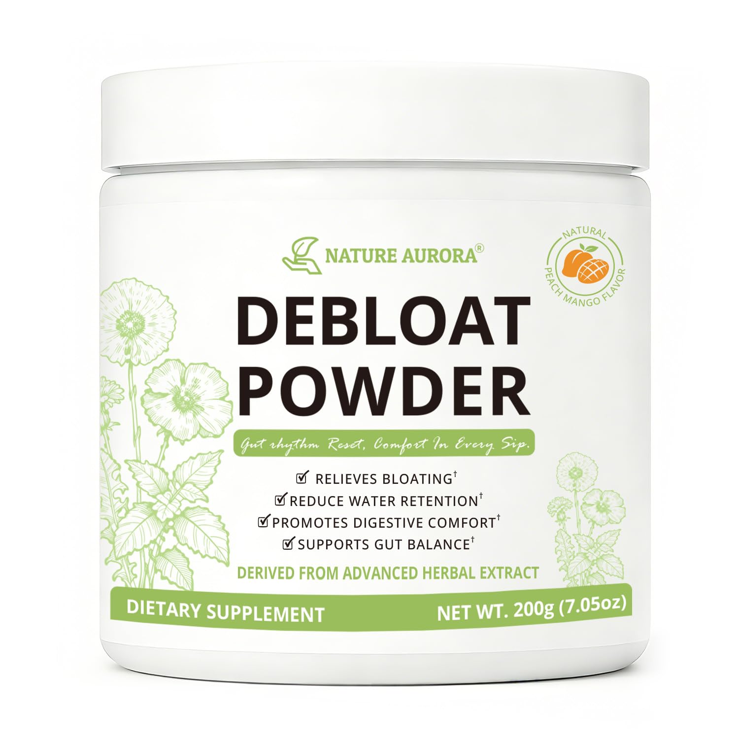 Nature Aurora Debloat Powder for Digestive Health, Natural Bloating Relief, Water Retention & Gut Balance Support, Digestive Enzymes for Women & Men, - PrimeBioHealth - canada supplements