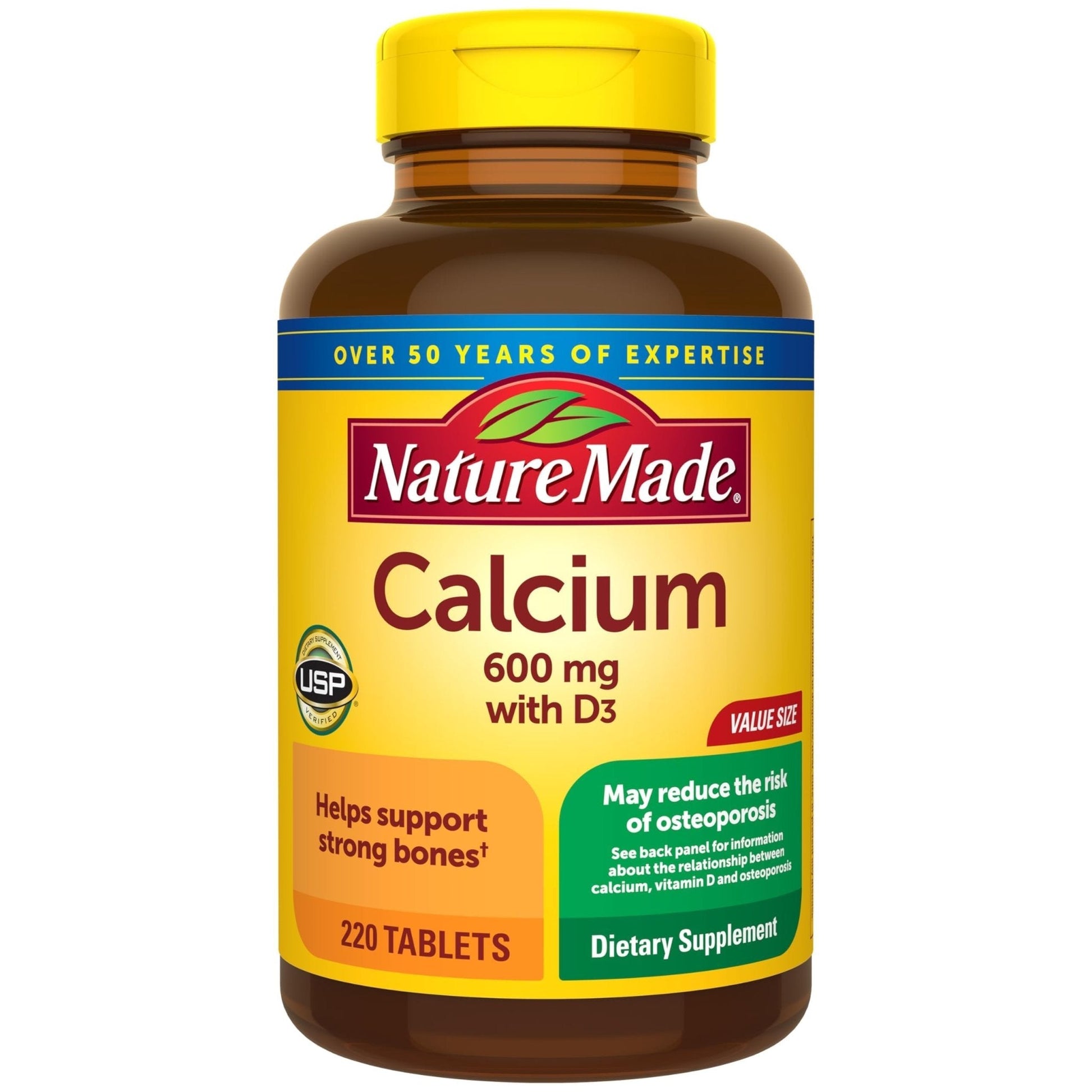 Nature Made Calcium 600 mg with Vitamin D3, Dietary Supplement for Bone Support, 220 Tablets - PrimeBioHealth - canada supplements
