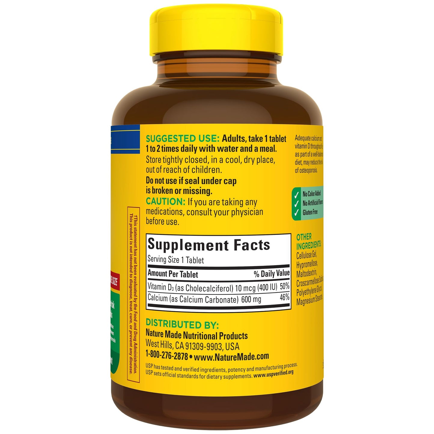 Nature Made Calcium 600 mg with Vitamin D3, Dietary Supplement for Bone Support, 220 Tablets - PrimeBioHealth - canada supplements