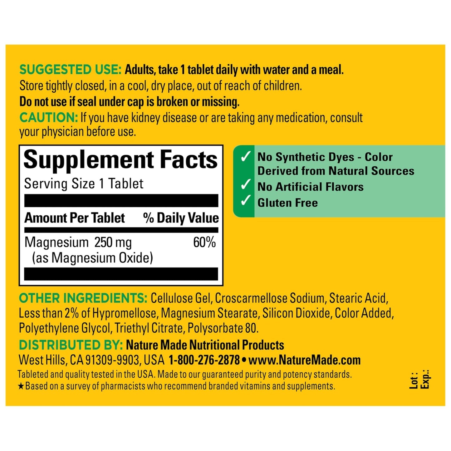 Nature Made Magnesium Oxide 250 mg, Magnesium Supplements for Men and Women, Support for Muscle, Heart - PrimeBioHealth - canada supplements