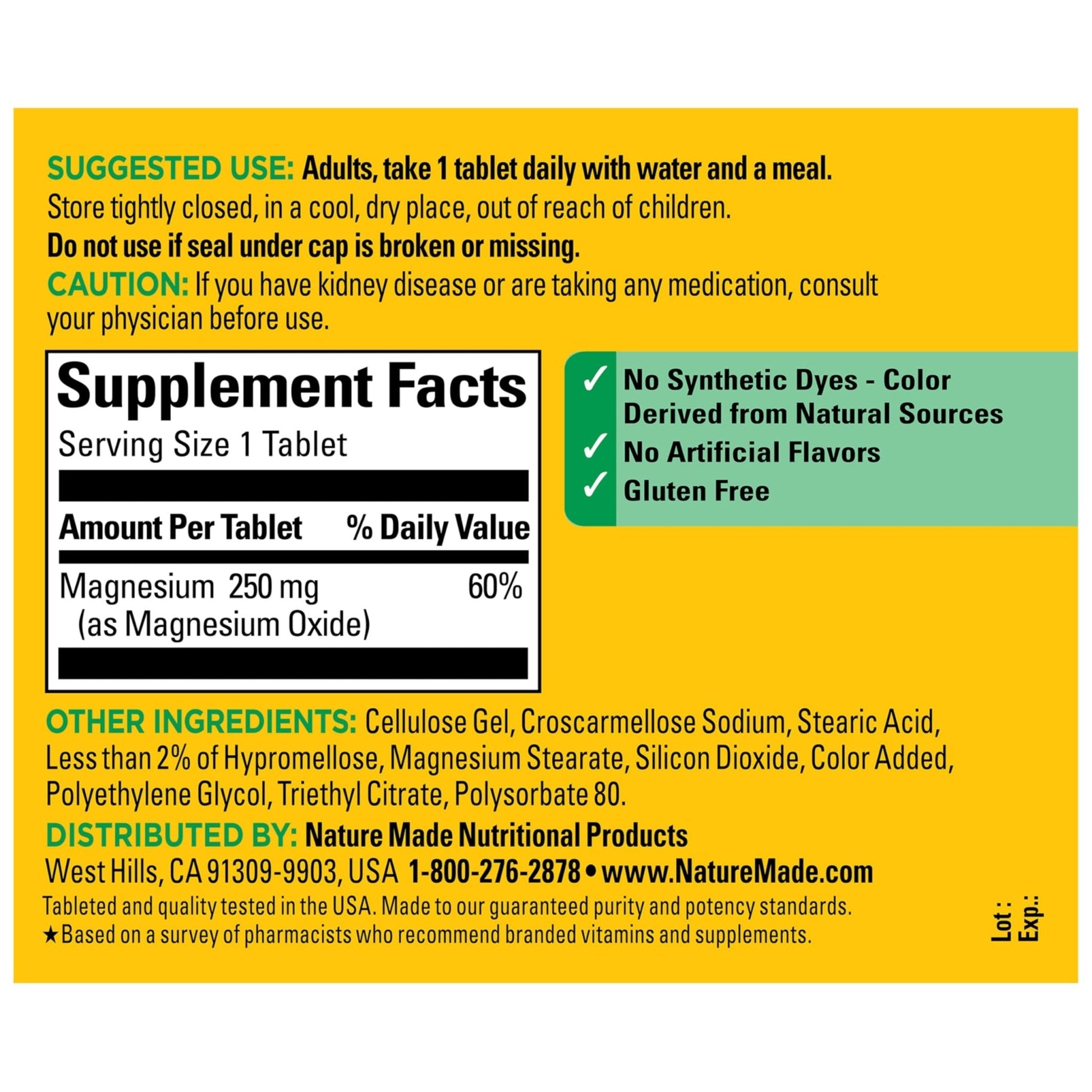 Nature Made Magnesium Oxide 250 mg, Magnesium Supplements for Men and Women, Support for Muscle, Heart - PrimeBioHealth - canada supplements