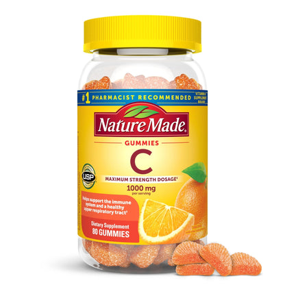 Nature Made Maximum Strength Dosage Vitamin C 1000mg per Serving, Immune Support Vitamin C Gummies for Adults, 80 Gummies, 20 Day Supply - PrimeBioHealth - canada supplements