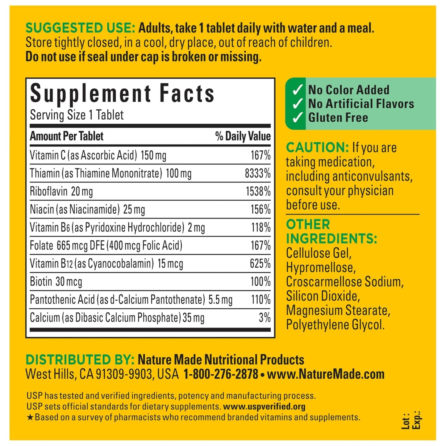 Nature Made Super B Complex with Vitamin C & Folic Acid, B Complex Vitamins for Women and Men, Dietary Supplement - PrimeBioHealth - canada supplements