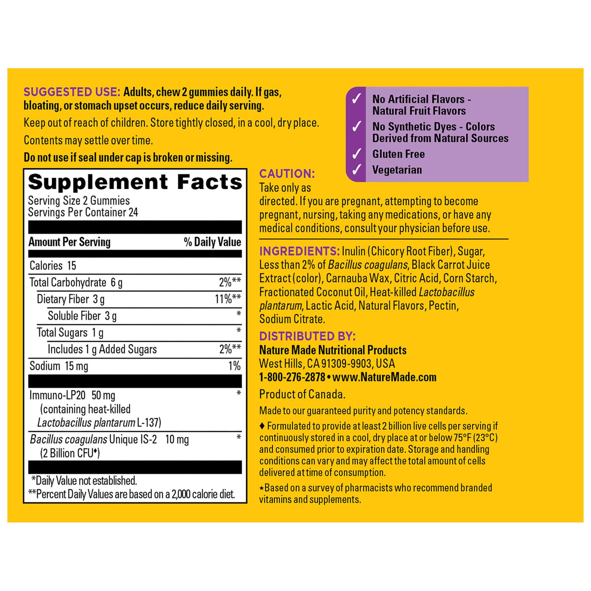 Nature Made Triple-Action Biotics, Gut and Immune Health Support, Digestive Probiotics for Women and Men, Prebiotic Fiber Gummies, 48 Gummies, 24 Day Supply - PrimeBioHealth - canada supplements