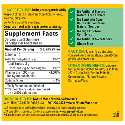 Nature Made Vitamin B12 Gummies 1000 mcg per serving, Dietary Supplement for Energy Metabolism Support, B12 Vitamins - PrimeBioHealth - canada supplements