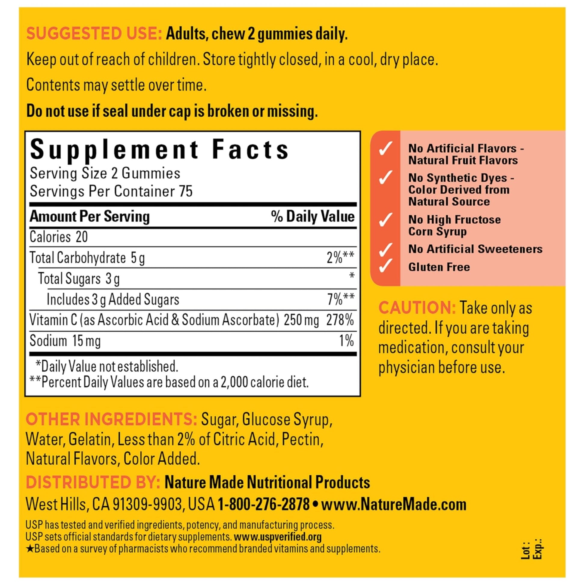Nature Made Vitamin C 250 mg Per Serving, Dietary Supplement for Immune Support, Vitamin C Gummies for Adults - PrimeBioHealth - canada supplements