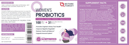 NATURE TARGET Probiotics for Women, 100 Billion CFUs Probiotic with Digestive Enzymes & Prebiotics, Vaginal Probiotics with Cranberry for Urinary Tract Health - PrimeBioHealth - canada supplements