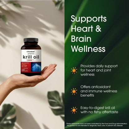 NatureBell Antarctic Krill Oil 1,000mg - 240 Softgels - Omega-3 Heart, Joint & Immune Health Support* - PrimeBioHealth - canada supplements