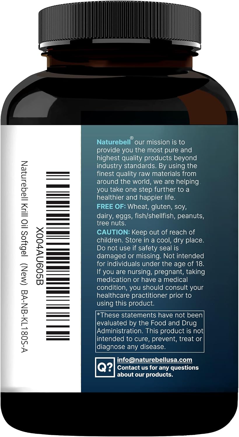 NatureBell Antarctic Krill Oil 2000mg Supplement, 240 Softgels, 3X Strength Natural Source of Omega-3s, EPA 240mg + DHA 160mg + Astaxanthin 800mcg – No Fishy Aftertaste – Mercury Free & Non-GMO - PrimeBioHealth - canada supplements