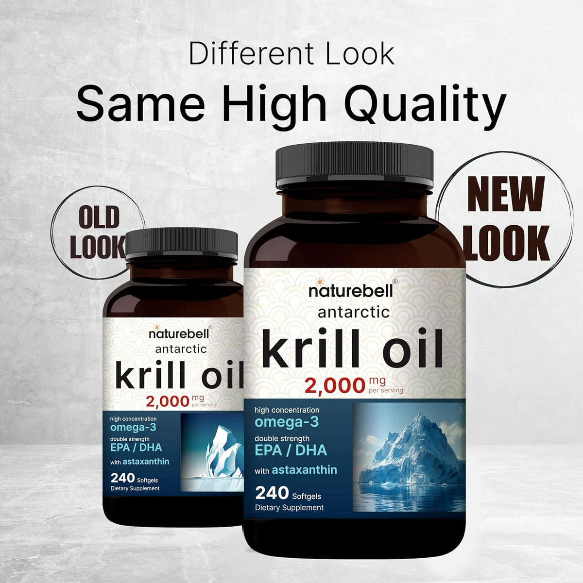 NatureBell Antarctic Krill Oil 2000mg Supplement, 240 Softgels, 3X Strength Natural Source of Omega-3s, EPA 240mg + DHA 160mg + Astaxanthin 800mcg – No Fishy Aftertaste – Mercury Free & Non-GMO - PrimeBioHealth - canada supplements