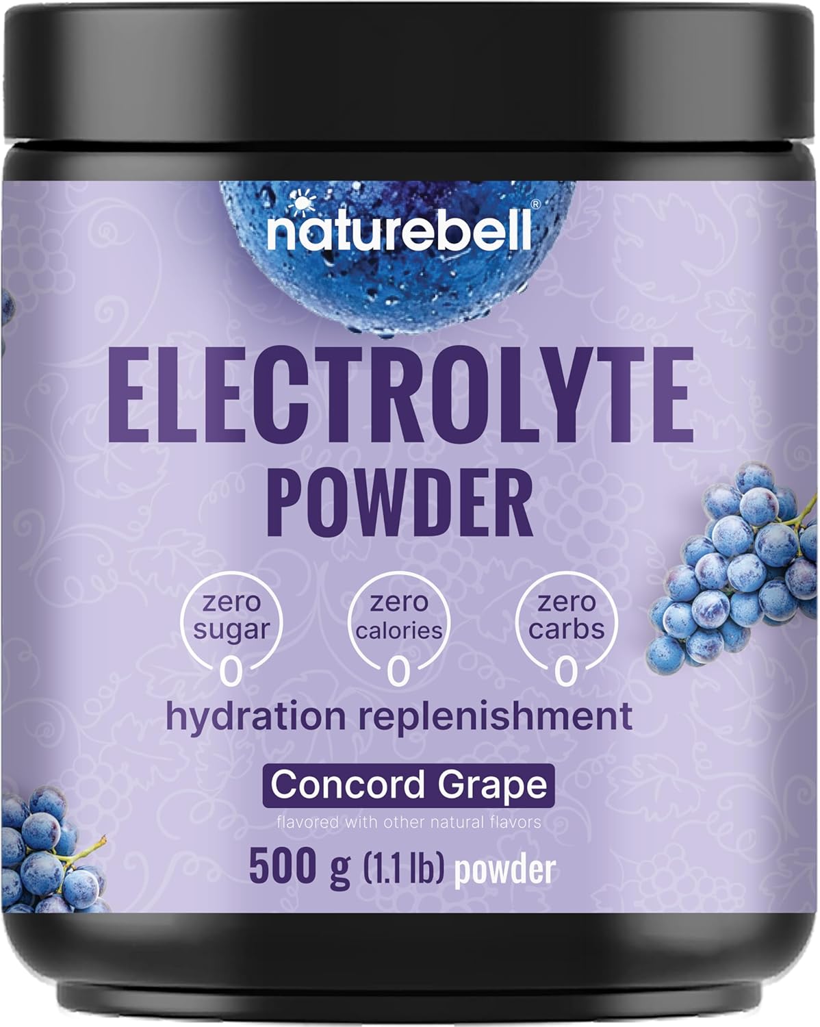 NatureBell Electrolytes Powder No Sugar, 500g (76 Servings) | Keto Fast Hydration Powder, Carnivore-Friendly Electrolyte – 1,000mg High Potassium, Minerals, & Coconut Water – Concord Grape Flavor - PrimeBioHealth - canada supplements