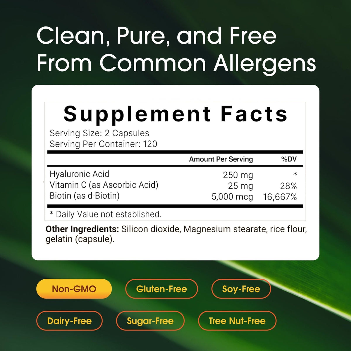 NatureBell Hyaluronic Acid 250mg - 240 Capsules - 250mg Hyaluronic Acid, 5000mcg Biotin & 25 mg Vitamin C - Supports Skin - PrimeBioHealth - canada supplements