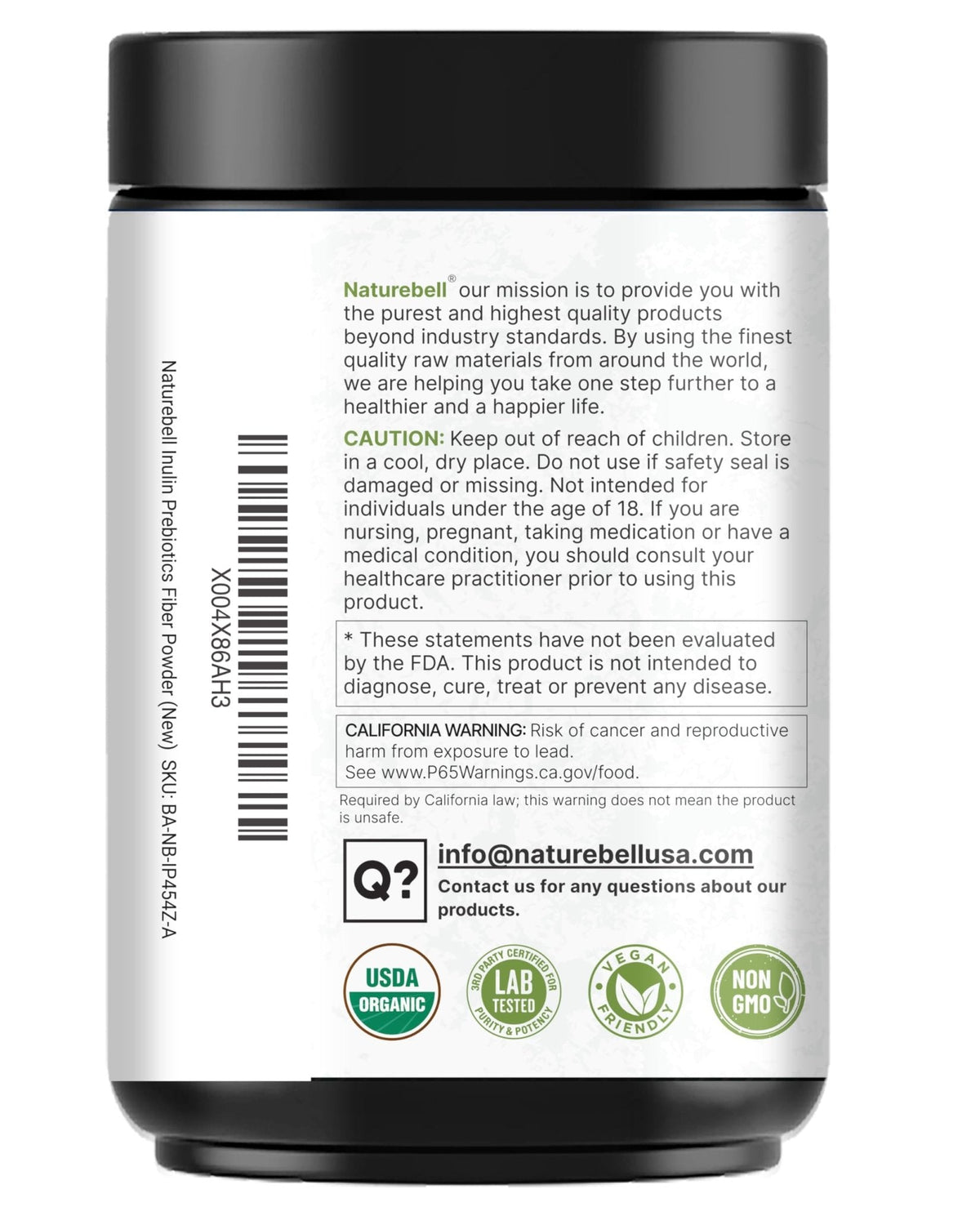 NatureBell Organic Inulin Prebiotic Fiber Powder, 1lb | Natural Chicory Root Source – Easily Mixes with Coffee or Smoothies – Fiber Supplement for Women & Men - PrimeBioHealth - canada supplements
