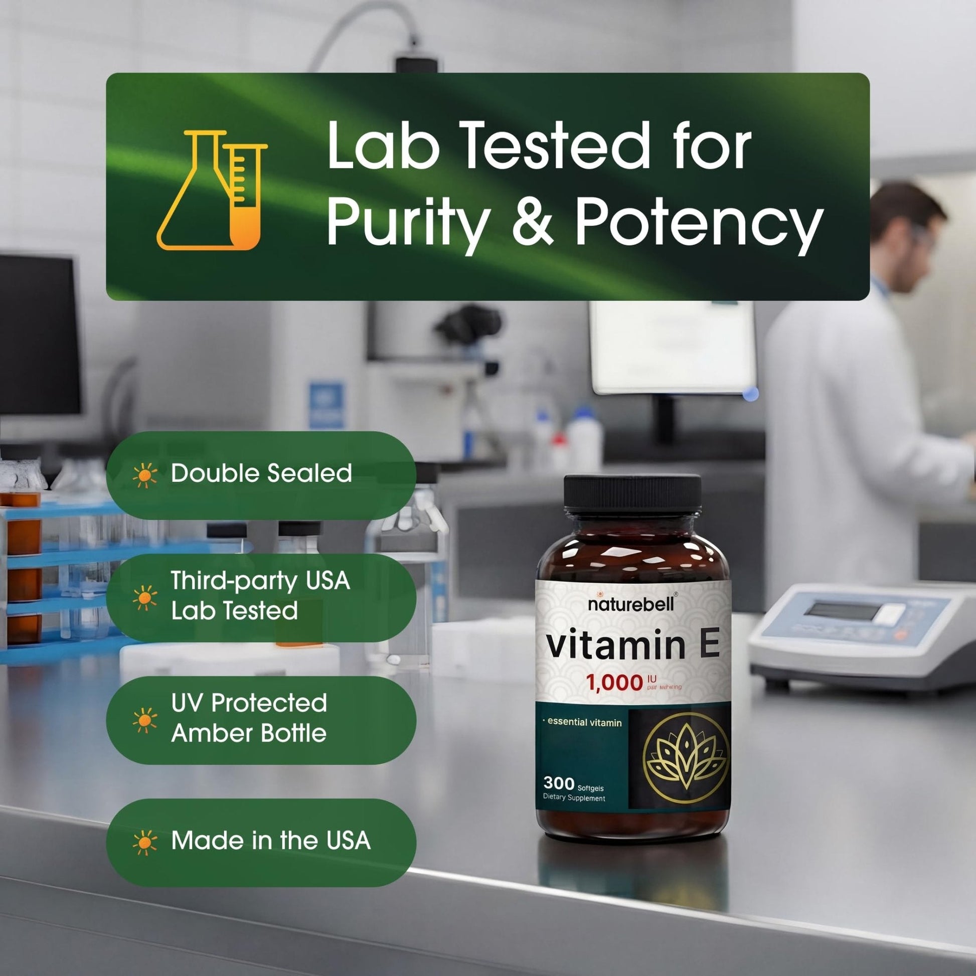 NatureBell Vitamin E 1,000 IU Per Serving - 300 Softgels - Antioxidant Supplement for Skin, Heart & Brain Health Support - PrimeBioHealth - canada supplements