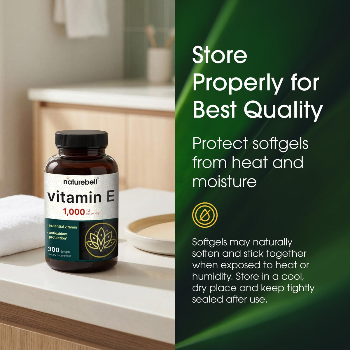 NatureBell Vitamin E 1,000 IU Per Serving - 300 Softgels - Antioxidant Supplement for Skin, Heart & Brain Health Support - PrimeBioHealth - canada supplements