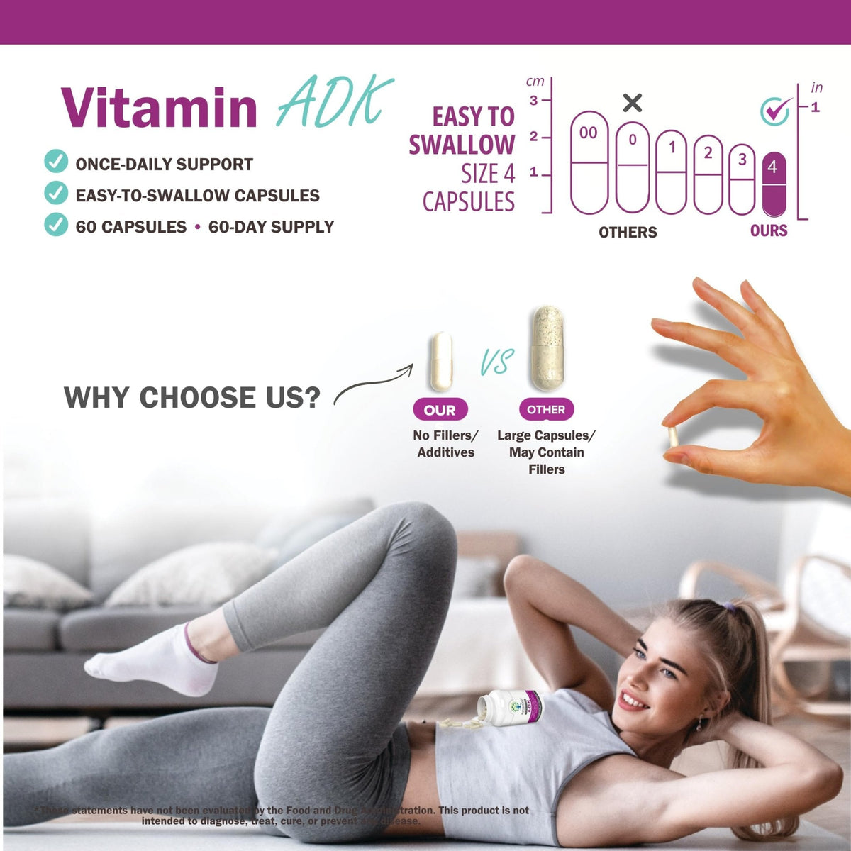 NatureGenX ADK Vitamin Supplement – Vitamins A, D3 & K2 MK-7 for Bone Health & Calcium Absorption – Gluten-Free, Non-GMO, Soy-Free - PrimeBioHealth - canada supplements