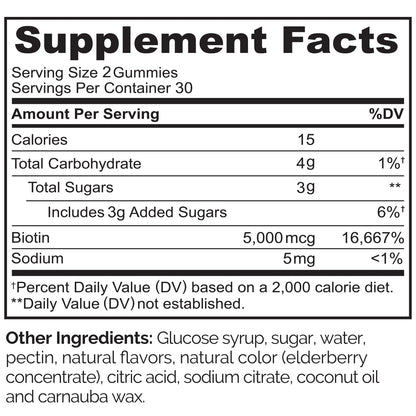 NATURELO Biotin Gummies - Supports Healthy Hair, Skin & Nails - High Potency 2500 mcg - Non GMO, Gluten Free - 60 Gummies - PrimeBioHealth - canada supplements