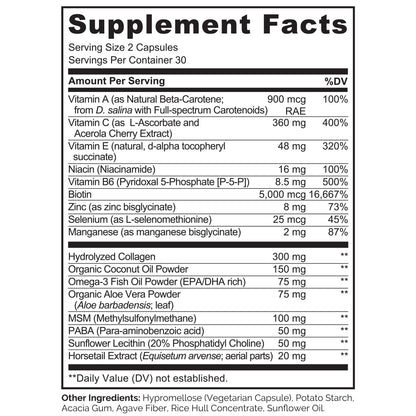 NATURELO Hair, Skin and Nails Vitamins - 5000 mcg Biotin, Collagen, Natural Vitamin E - Supplement for Healthy Skin - PrimeBioHealth - canada supplements