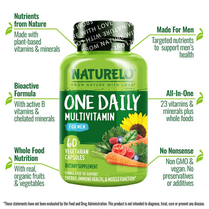 NATURELO Mens Multivitamins - One Daily Multivitamin for Men with Vitamins, Minerals & Organic Whole Foods, Boost Energy & Health, - PrimeBioHealth - canada supplements