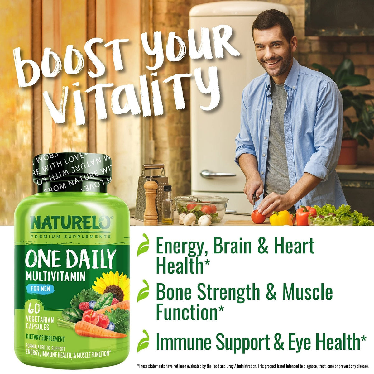 NATURELO Mens Multivitamins - One Daily Multivitamin for Men with Vitamins, Minerals & Organic Whole Foods, Boost Energy & Health, - PrimeBioHealth - canada supplements
