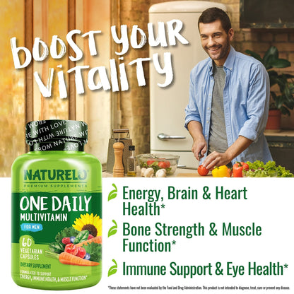 NATURELO Mens Multivitamins - One Daily Multivitamin for Men with Vitamins, Minerals & Organic Whole Foods, Boost Energy & Health, - PrimeBioHealth - canada supplements