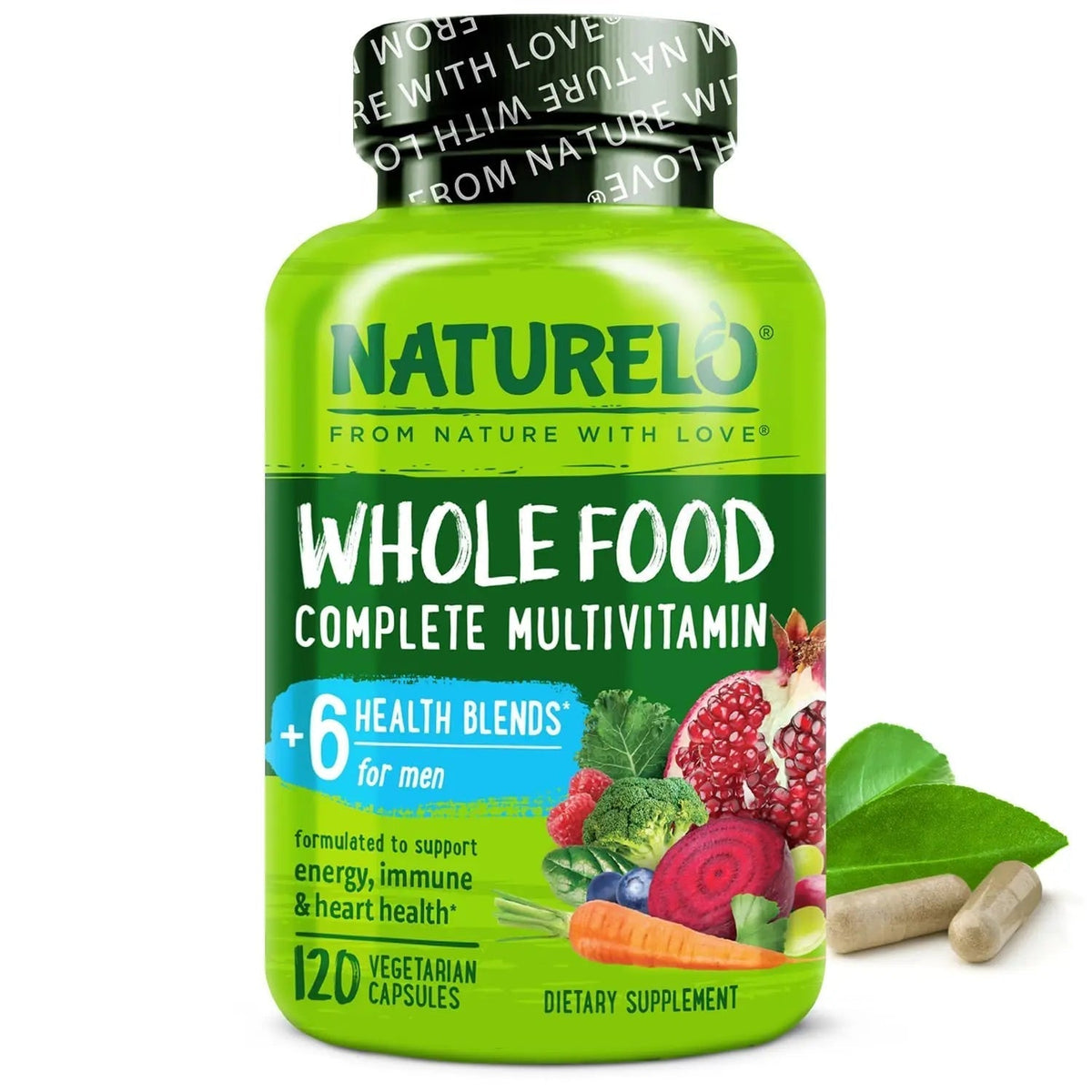 NATURELO Mens Multivitamins - Whole Food Multivitamin for Men with Vitamins, Minerals - 120 Vegetarian Capsules for Energy, Brain, Heart, Eye Health* - PrimeBioHealth - canada supplements