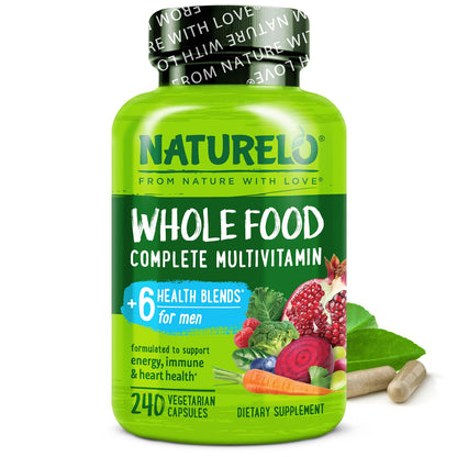 NATURELO Mens Multivitamins - Whole Food Multivitamin for Men with Vitamins, Minerals - 240 Vegetarian Capsules for Energy, Brain, Heart, Eye Health* - PrimeBioHealth - canada supplements