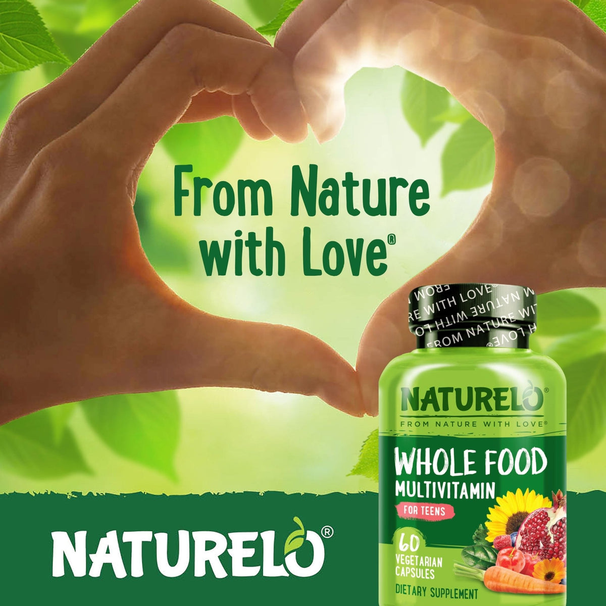 NATURELO Multivitamins for Teenage Girls/Boys, 60 Capsules, Whole Food Multivitamin with Minerals, Non-GMO, Vegetarian - PrimeBioHealth - canada supplements