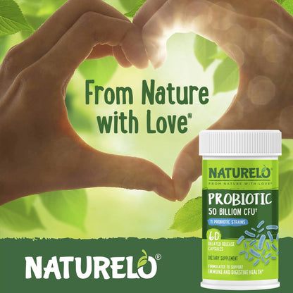 NATURELO Probiotics for Digestive Health - 50 Billion CFU, 11 Strains, Daily Use Supplement - Boosts Immune System, Delayed Release, - PrimeBioHealth - canada supplements