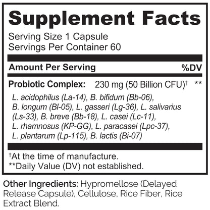 NATURELO Probiotics for Digestive Health - 50 Billion CFU, 11 Strains, Daily Use Supplement - Boosts Immune System, Delayed Release, - PrimeBioHealth - canada supplements