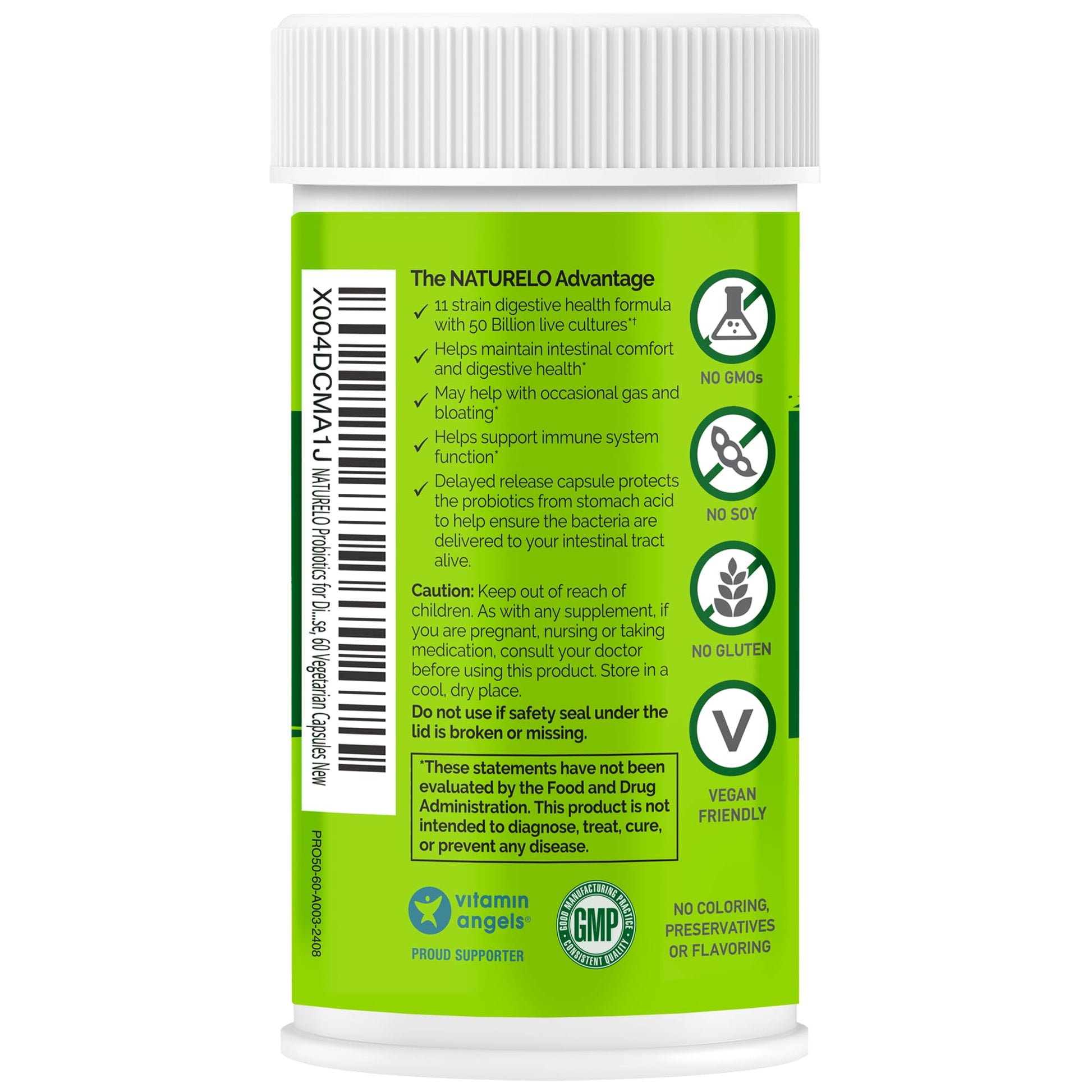 NATURELO Probiotics for Digestive Health - 50 Billion CFU, 11 Strains, Daily Use Supplement - Boosts Immune System, Delayed Release, - PrimeBioHealth - canada supplements