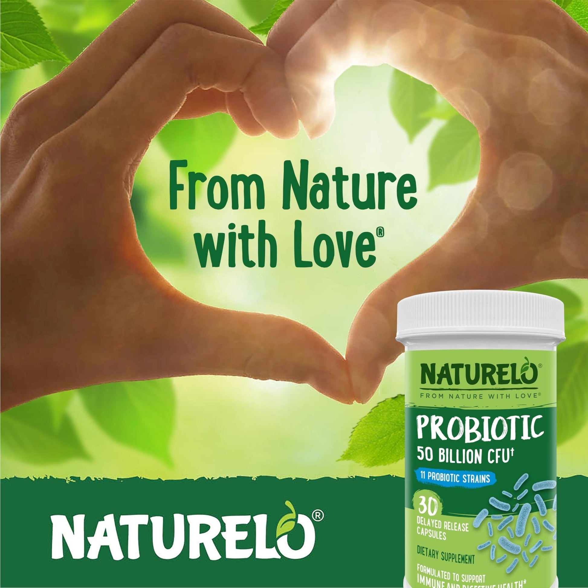 NATURELO Probiotics for Digestive Health, 50 Billion CFU, 30 Vegetarian Capsules, 11 Strains, Daily Use Supplement, Delayed Release, No-Fridge, Helps Boost Immune System, - PrimeBioHealth - canada supplements
