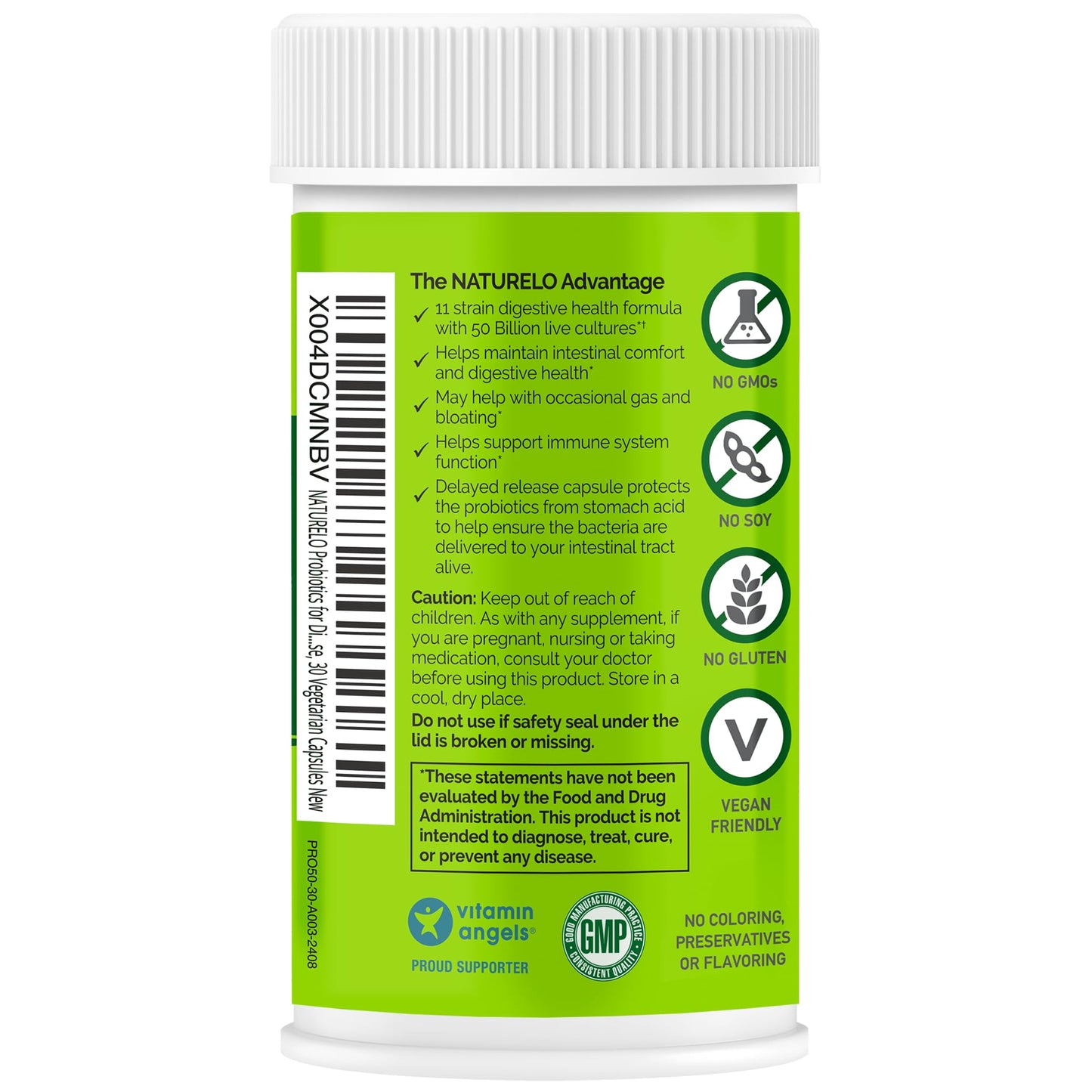 NATURELO Probiotics for Digestive Health, 50 Billion CFU, 30 Vegetarian Capsules, 11 Strains, Daily Use Supplement, Delayed Release, No-Fridge, Helps Boost Immune System, - PrimeBioHealth - canada supplements